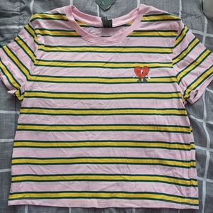 Bad Bunny heart stripped t shirt